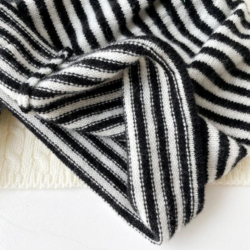 0% all wool striped knitted hat stacking hat women's autumn and winter bag head cold hat versatile warm hat