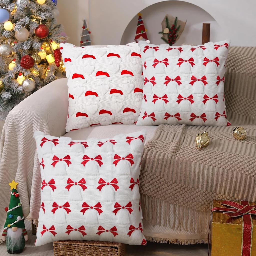 Fall Winter Christmas Throw Pillow Covers Decorative Xmas Tree Pattern Pillowcase Soft Plush Cushions Case for Home Sofa Couch