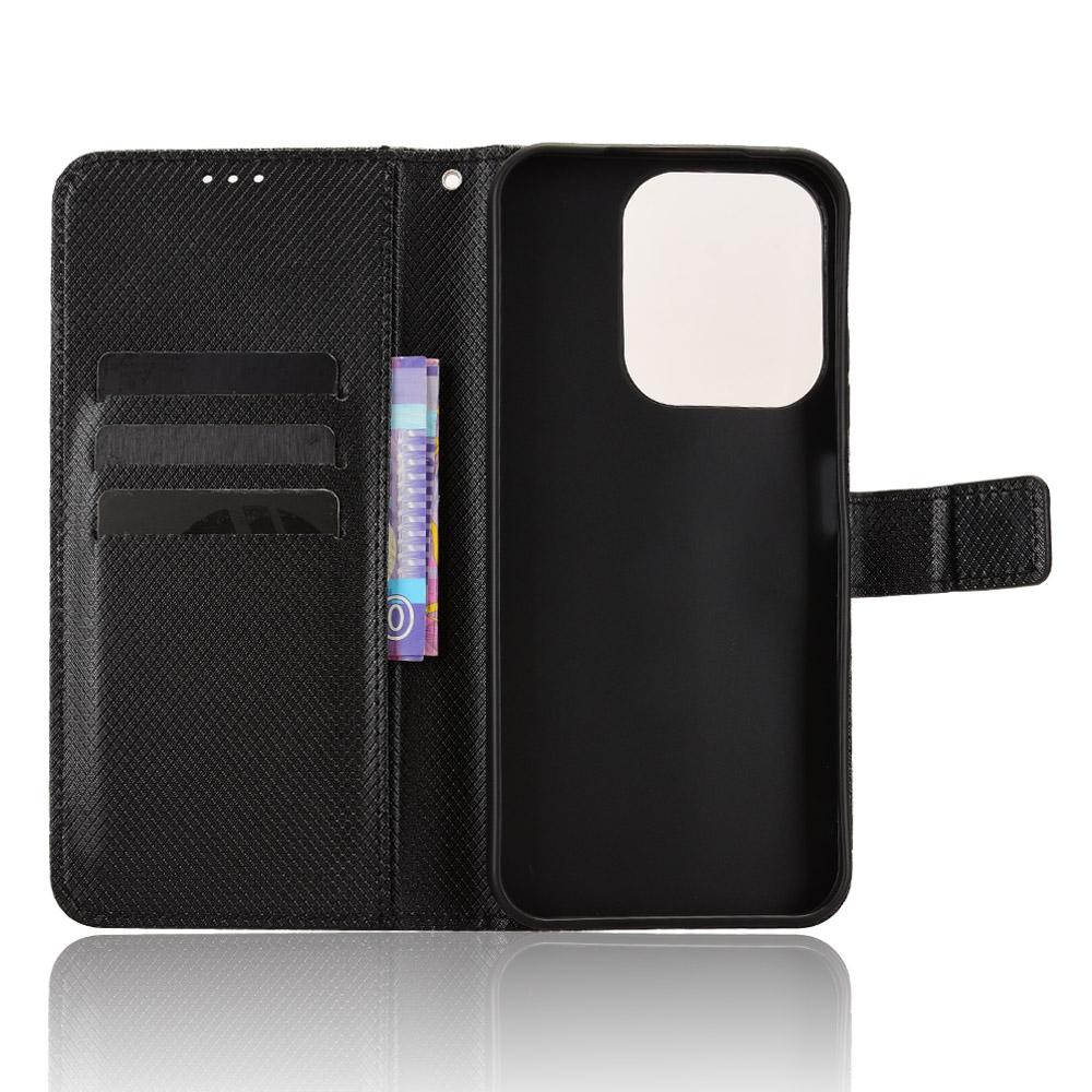 For Xiaomi Redmi 15C 4G (171mm) Leather Wallet Case with Strap Diamond Texture Phone Cover