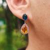 1 Pair Luxurious Colored Cubic Zirconia Drop Shape Dangle Earrings for Women Stud Earring Jewelry Wedding Party Accessories