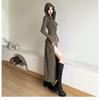 Female Retro Wasteland Style Design Hooded Dress Feminine Temperament Pleated Slim High Slit Spicy Girl