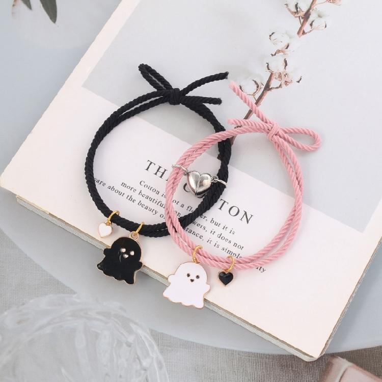Halloween Cartoon Ghost Pendant Braided Bracelet Gifts Friendship Jewelry
