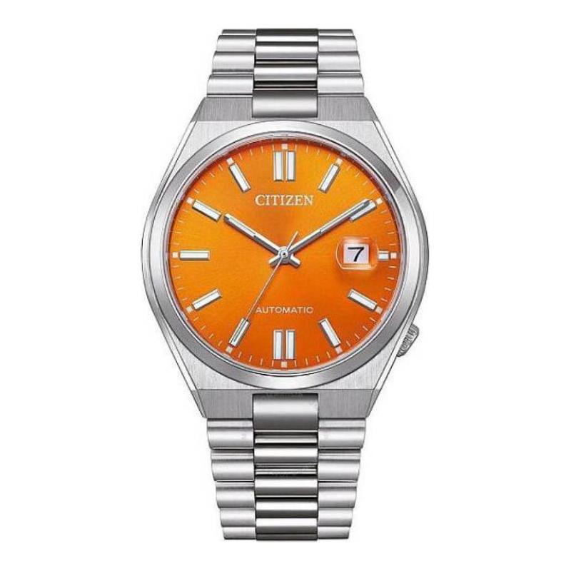 

CITIZEN TSUYOSA series 50 meters waterproof mechanical movement Steel Strap men s watch orange dial NJ0151-88Z синій