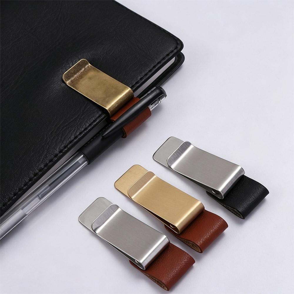 School Office Accessories Stainless Steel Notebook Paper Folder Bookmark Metal Clip Pencil Clip Pen Loop Memo Clip Pen Holder