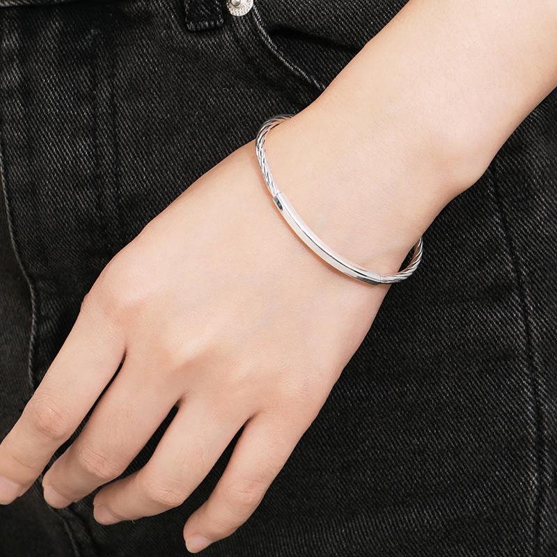 2025 New Style Women's 999 Sterling Silver Twisted Bead Bracelet - Thin, Versatile Gift for Girlfriend