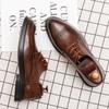 Fashion British Style Pointed Brogue Shoes Lace Up Massage Soles Men's Banquet Dress Shoes Retro Brown Men's Business Casual Shoes