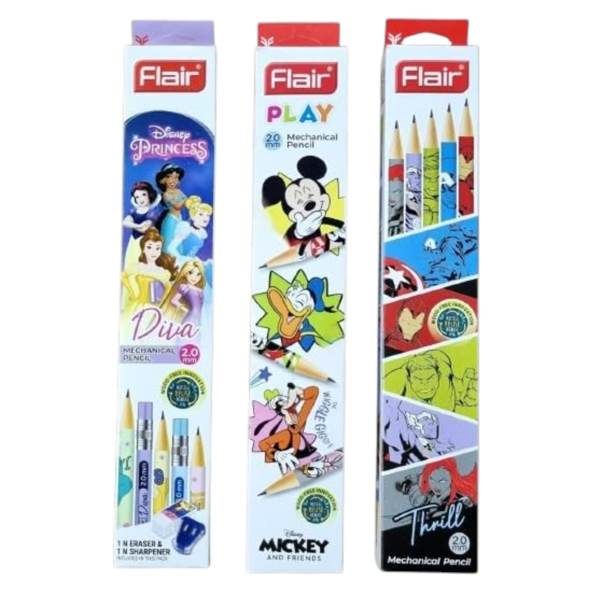 

Flair 2.0mm Mechanical 2B Multicolor Pencils Pack of 3 X 10 Pencils with Sharpener & Eraser for School, Kids & Office Use