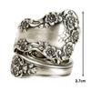 Yousheng Anillo ajustable con forma de cuchara de girasol, estilo bohemio, vintage, abierto, extensible, para mujeres y hombres, joyería