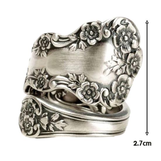 Yousheng Anillo ajustable con forma de cuchara de girasol, estilo bohemio, vintage, abierto, extensible, para mujeres y hombres, joyería
