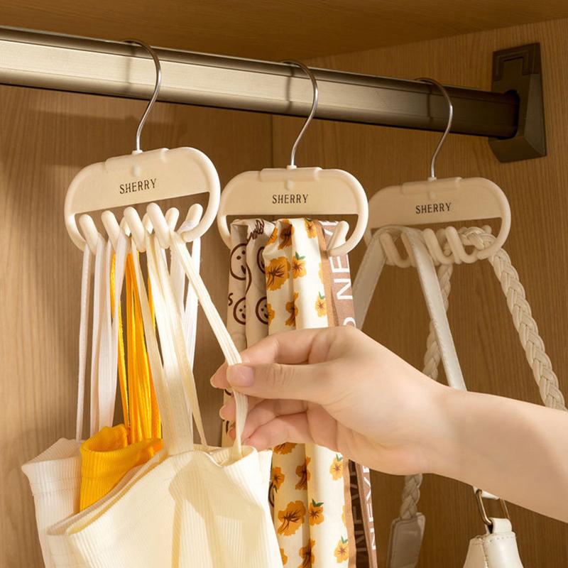 Women Camisole Hanger Wardrobe Organizer Downy Traceless Clothes Hanger Spaghetti Straps Storage Hook Rotatable Belt Bag Holder