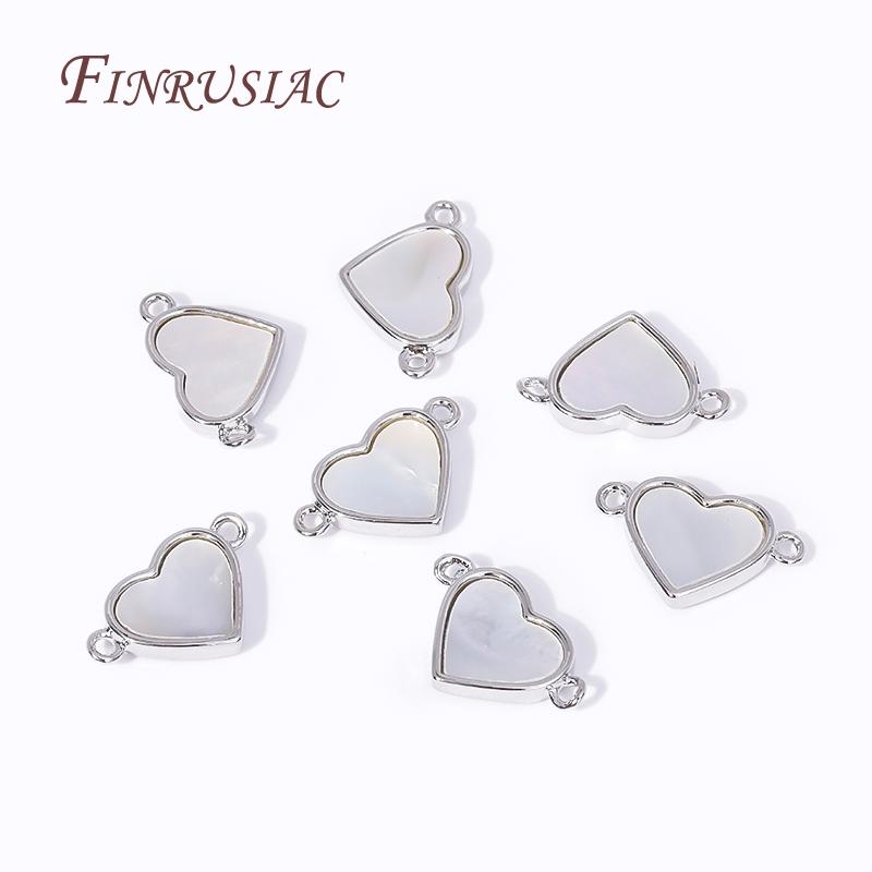 High Quality DIY Jewelry Making Accessories For Women Fashion 18K Gold Plated Inlay Natural Shell Heart Connect Charms Pendants