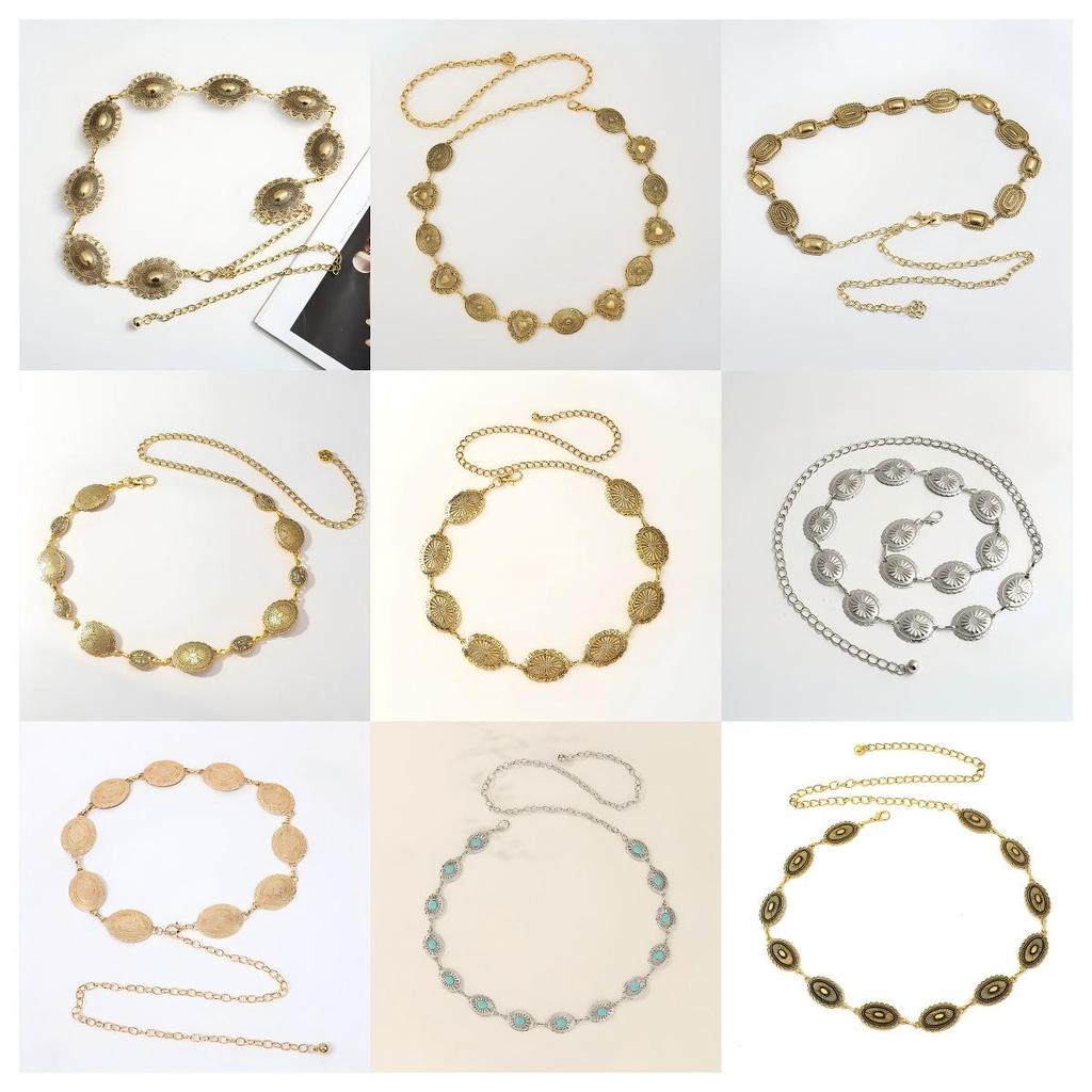 Bohemian Style Engraved Metal Waist Chain for Dresses and Jeans