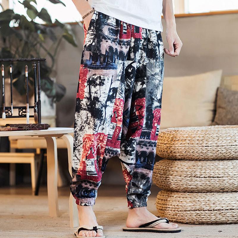 Buy INCERUN Retro Men Harem Pants Print 