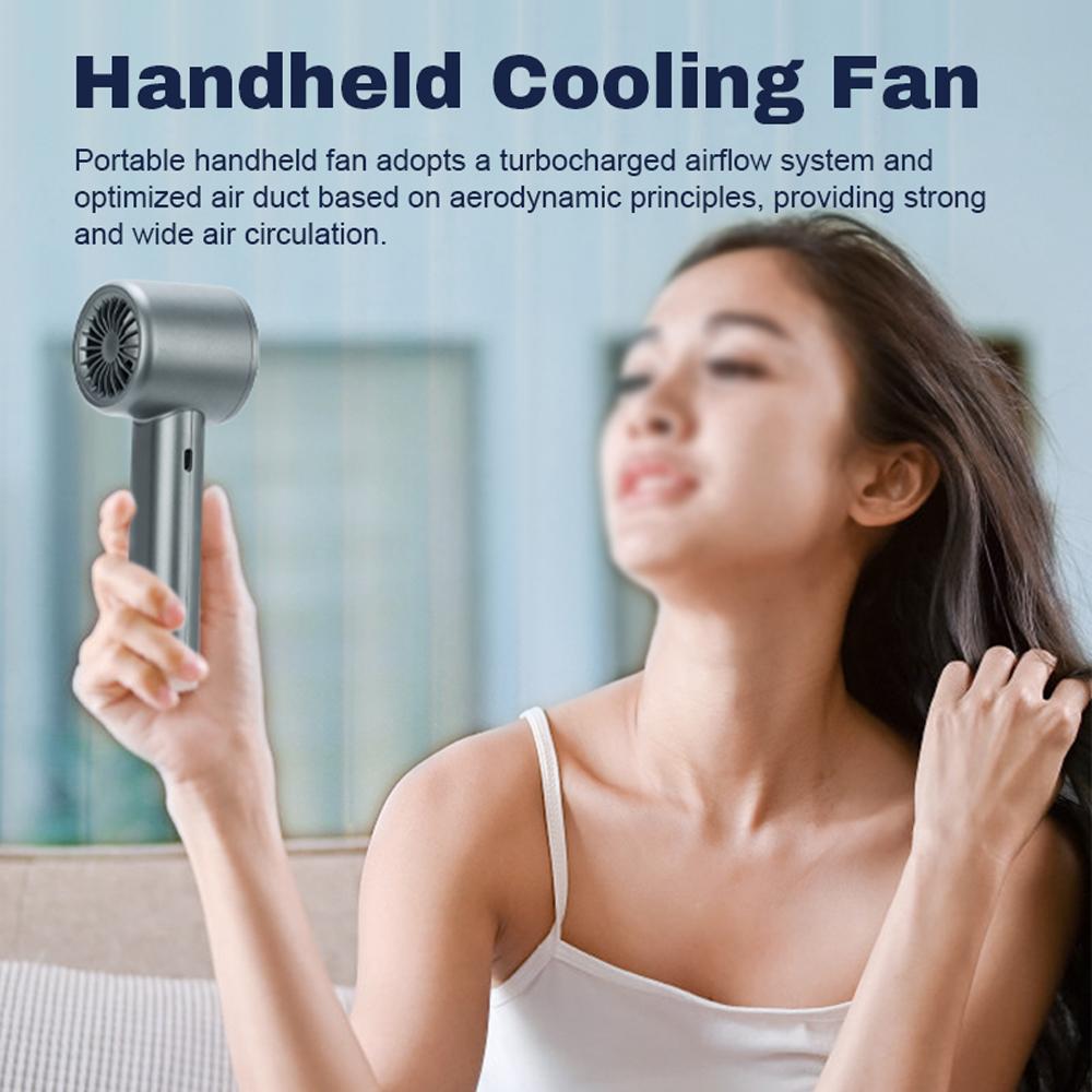 Handheld Fan High Speed Portable Turbofan USB Rechargeable Electric Fan with Digital Display Support 120 Speeds