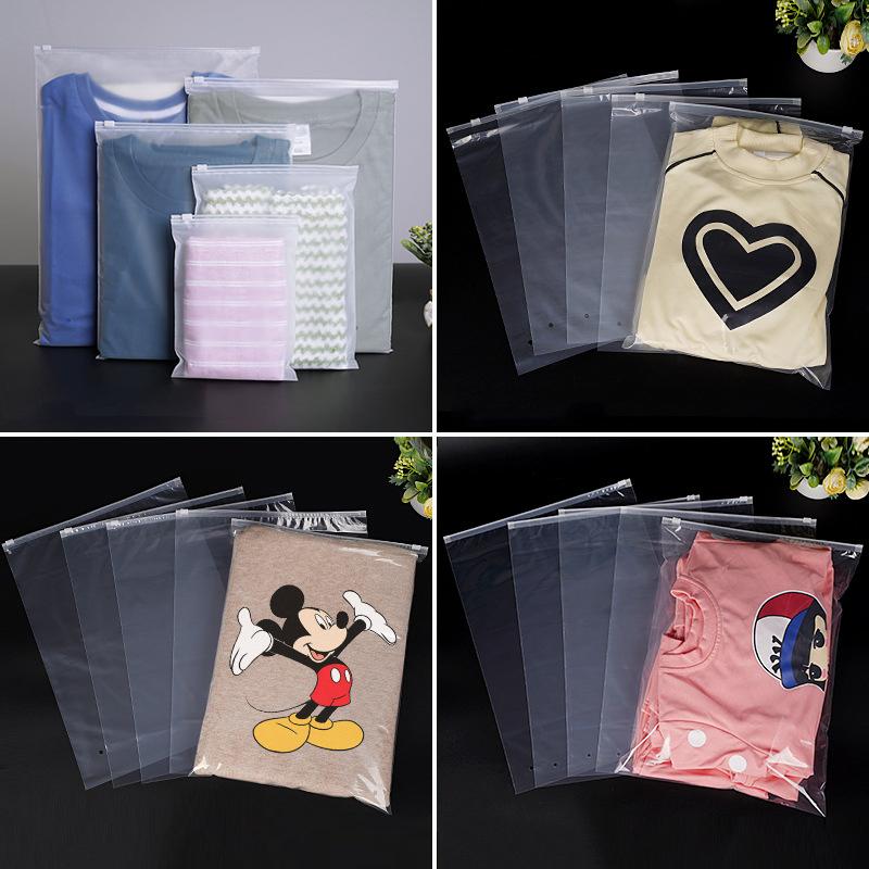 10/15Pcs Reusable Zipper Bag PE Frosted Transparency Plastic Waterproof Travel Packing For Clothes Underwear Classified