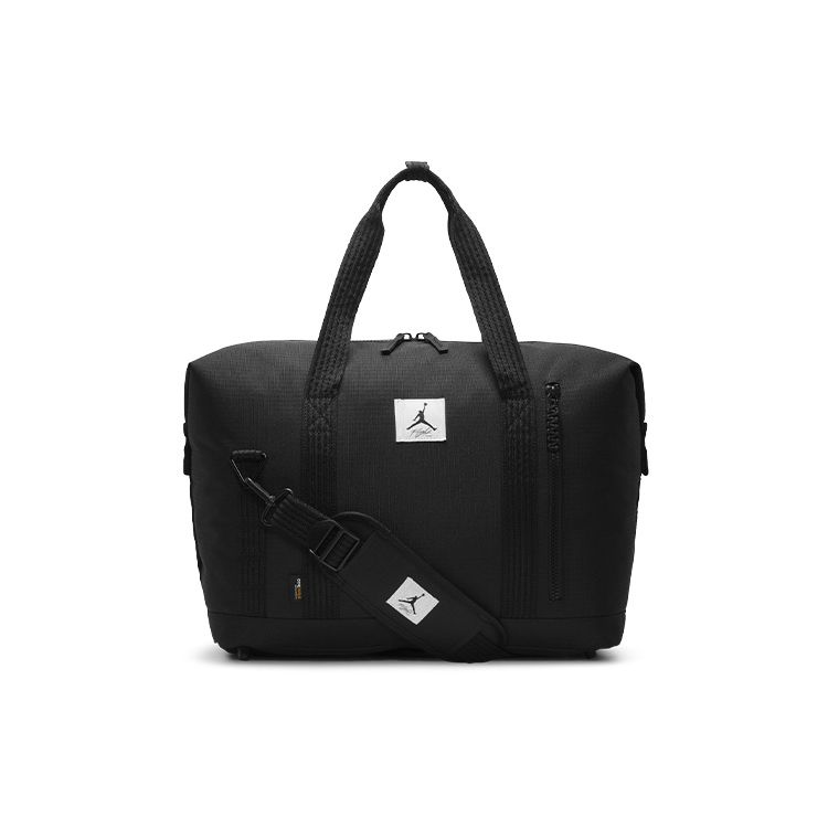 Jordan Logo Patch Large Capacity Zipper Closure Polyester Shoulder Crossbody Tote Travel Bag Unisex Bags Black FV2902010 Black