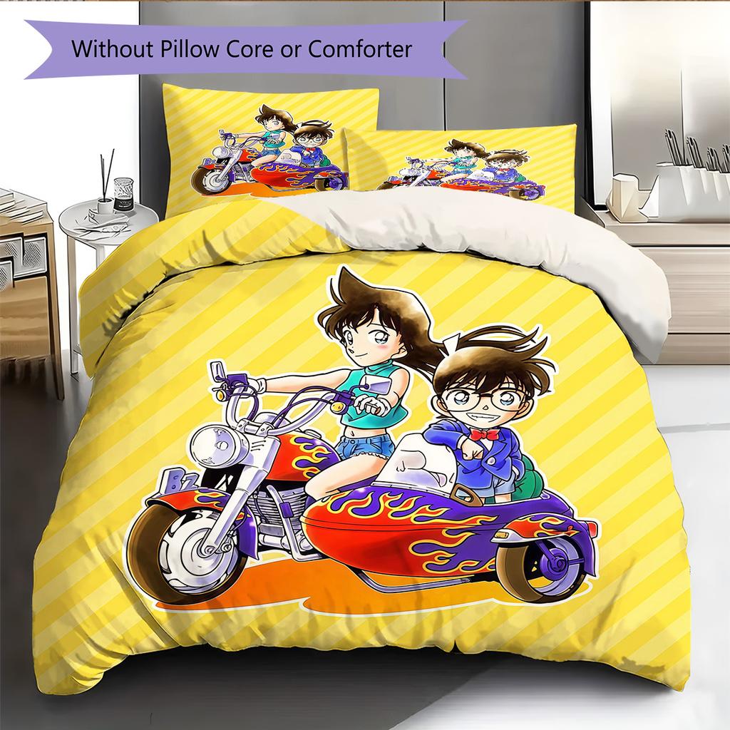 Detective Conan2 Pattern Bedding Quilt Set Home Decoration Gift (1 * duvet cover + 2 * pillowcase without core)