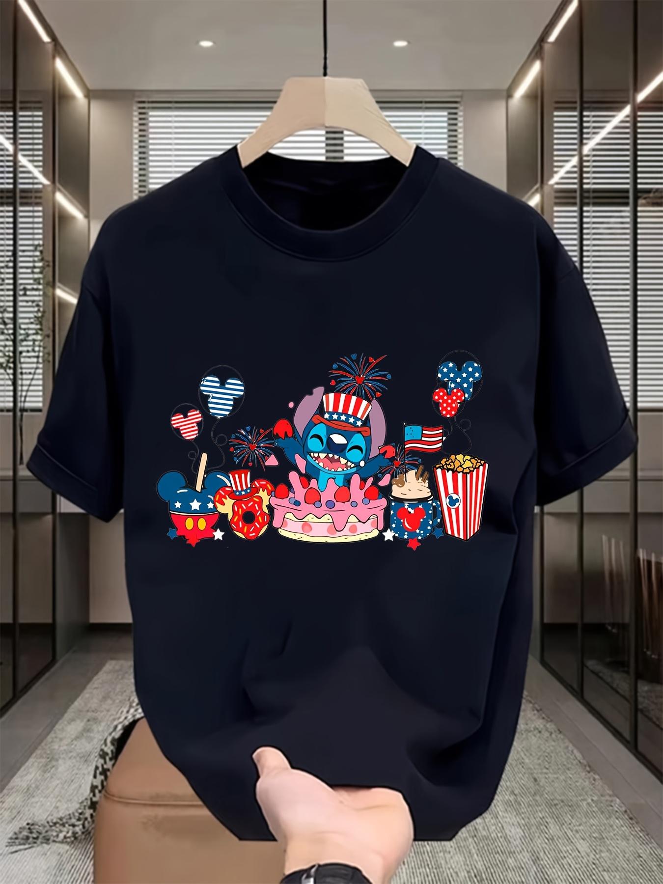 Casual Black T-shirt with Fun Cartoon Mickey Graphic - Short Sleeve XXXXL