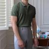 Polo a Maglia a Righe Verticali da Uomo Estate Nuove Slim Monocolore Traspiranti Colletto a Revers Business Manica Corta Polo Top