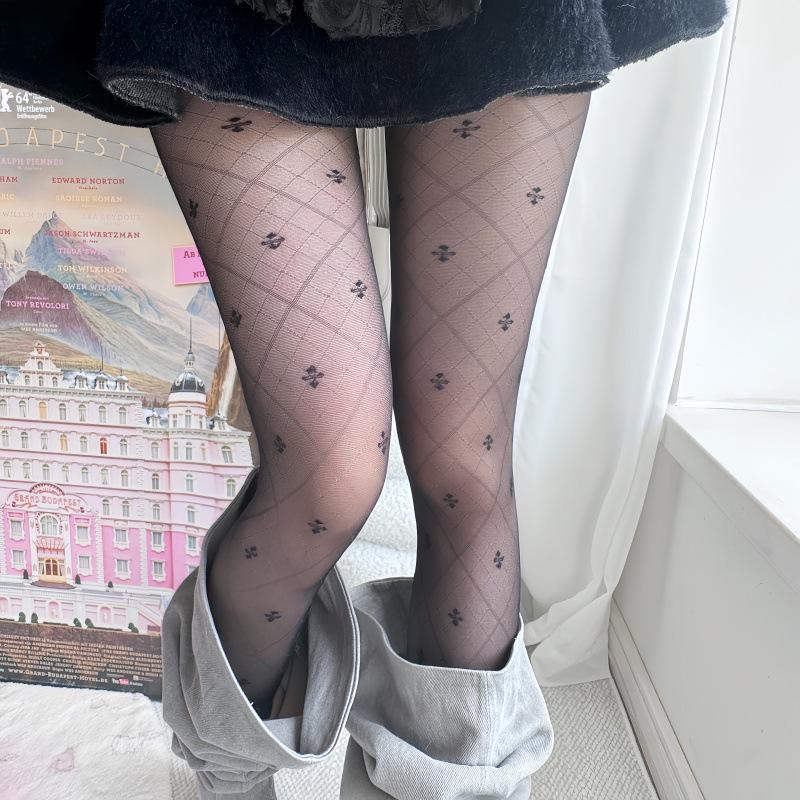 Frühling Sommer Hahnentritt Seidenstrümpfe - Damen Sexy Schwarze Rautennetz Anti-Aufreißstrumpfhose