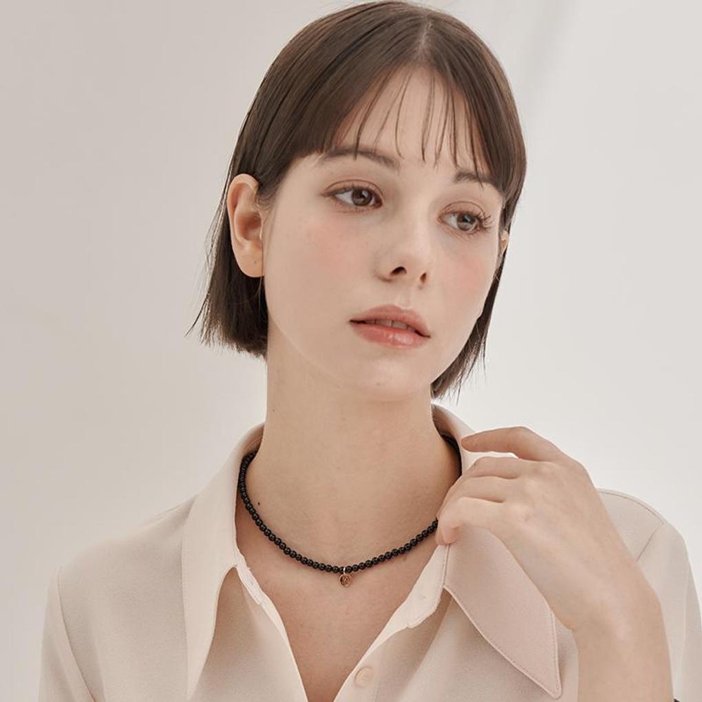 [ELLE Jewelry] Black Onyx Stone Necklace ELBRNN228