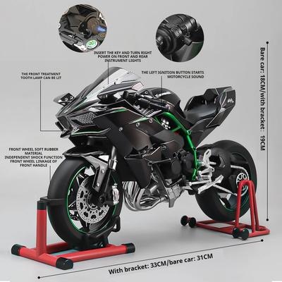 1:6 1:9 Kawasaki H2R Bootable Sprayable Dynamic Alloy Metal Diecast Motorcycle Model Sound And Light Birthday Gift Box For Boy