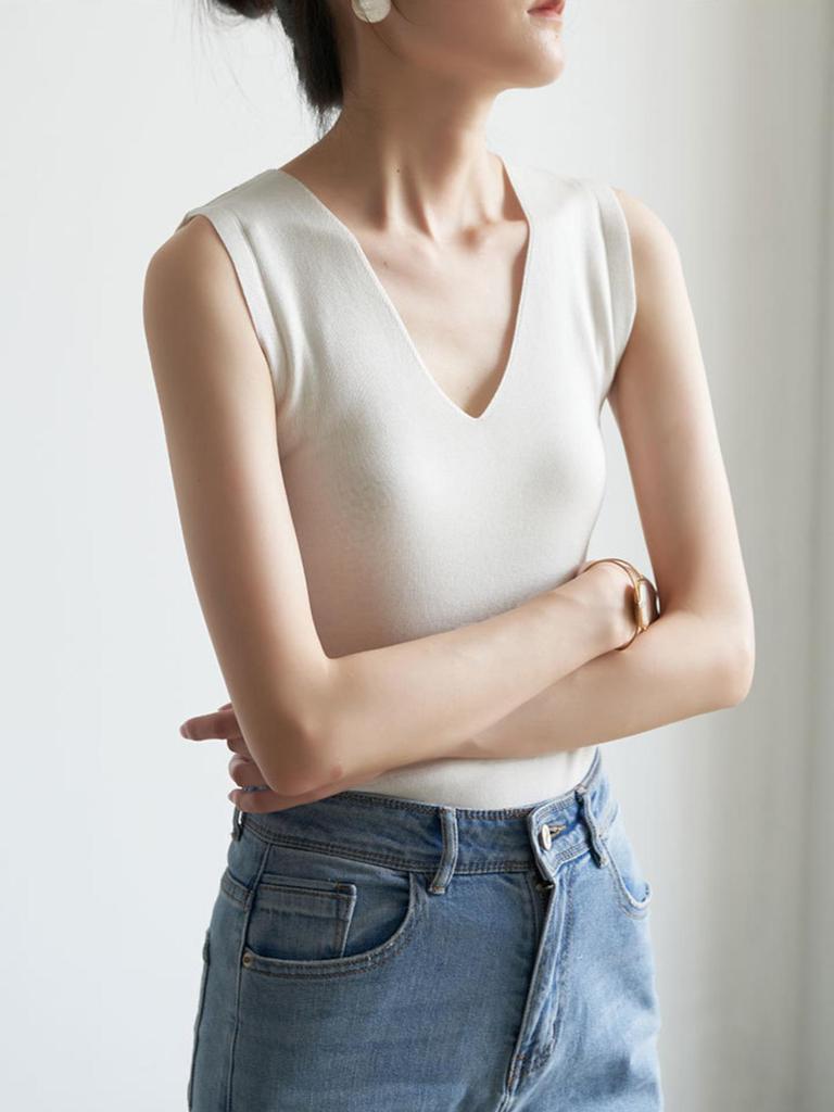 V Neck Tank Top Stripe Knit Halter Crop Tops Women Summer Camis Chest Pad Camisole Fashion Casual Tube Female Sleeveless Cropped Vest