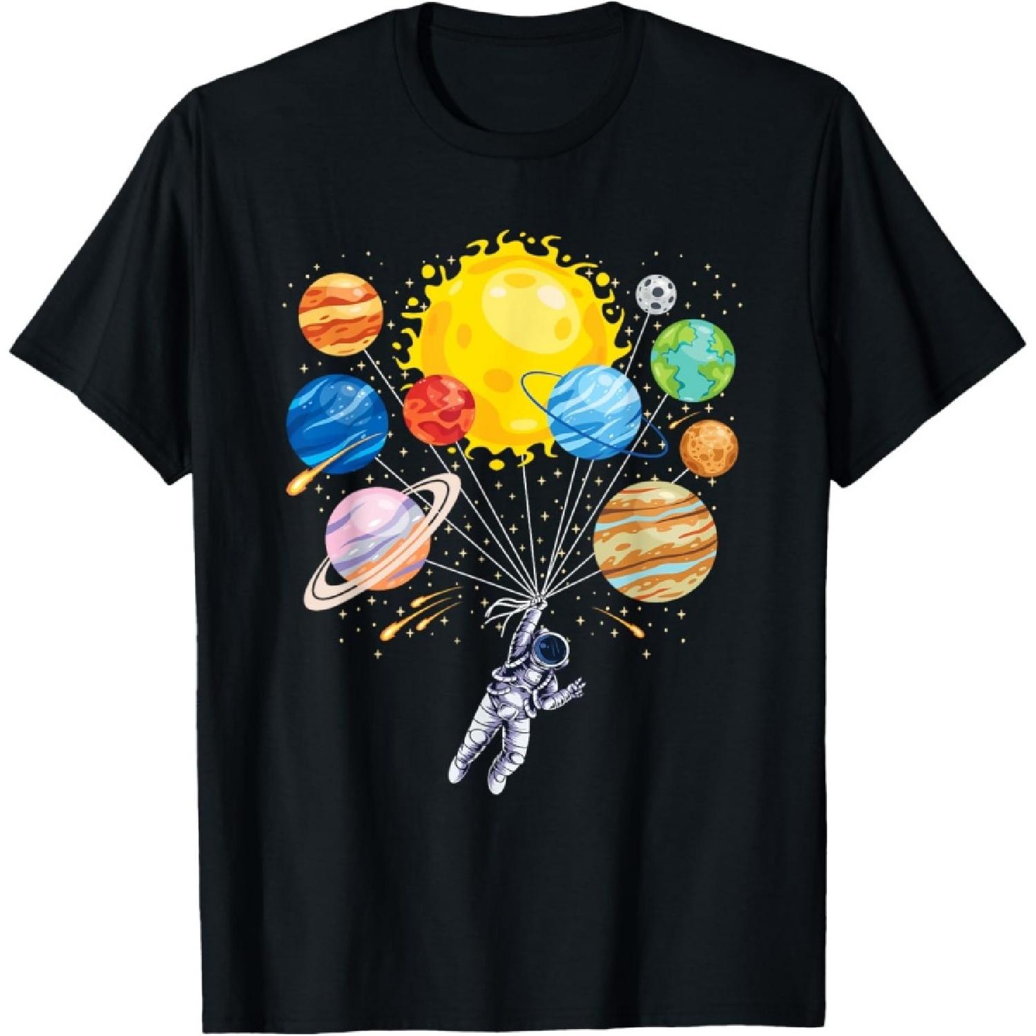 Funny Astronaut Planet Space Solar System Men Women Kids T-Shirt S