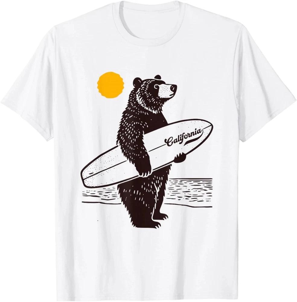 California Surf Bear Retro Surf Life Beach Ocean Surfing Unisex TShirt S