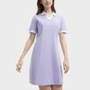 Fila Letter Logo Printed Breathable Sports Casual Slim Elegant Short Sleeve Dress Women Dresses Lavender F51W429301F-PU