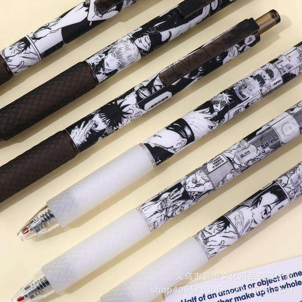 Jujutsu Kaisen Quick-Dry Gel Click Pen - Carbon Black, Black and White Anime Style