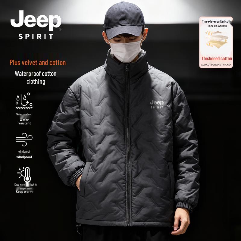 

JEEP SPIRIT Men s Winter Stand-Collar Cotton Jacket XL