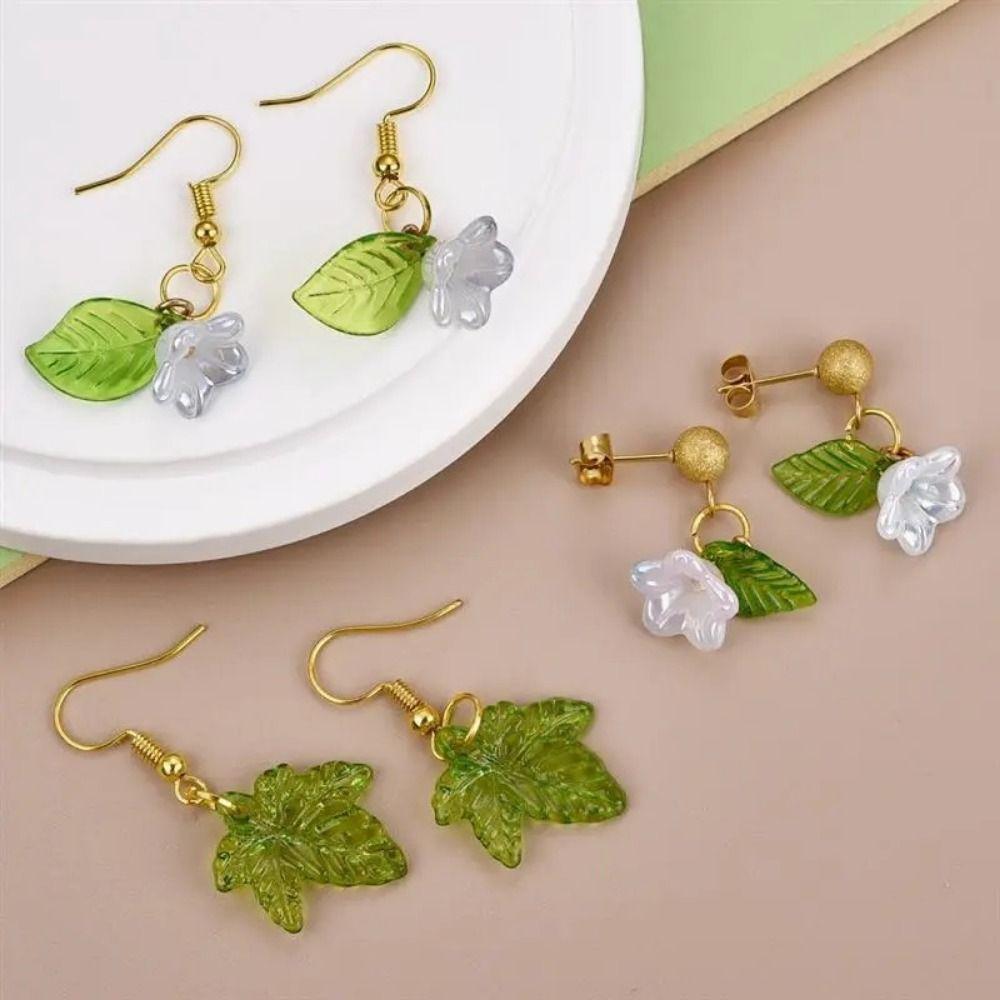 30 buc mărgele acrilice verde transparente în formă de frunză, mărgele în formă de frunze, farmece în formă de frunze, mărgele pentru femei