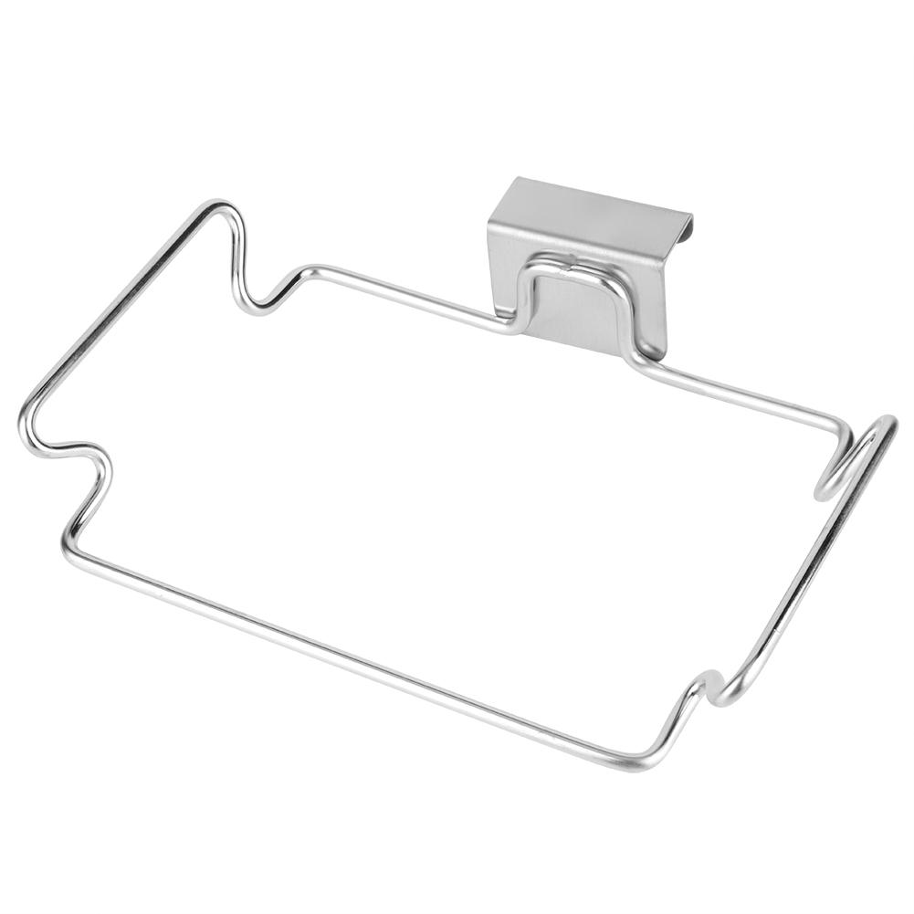 Stainless Steel Door Back Kitchen Garbage Trash Bag Holder Hanging Rack Bracket