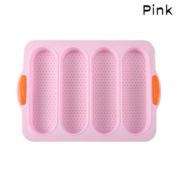 New 4 Grids Silicone Mold French Bread Baking Mold Bread Baking Tray Nonstick Cake Baguette Mold Pans Bread Baking Tools 7 Color