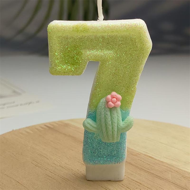 Creative Design Cactus Digital Candle Birthday Candle Party Festive Cake Decoration Atmosphere Props