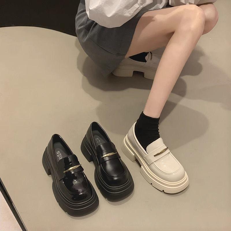 Loafers women's platform 2025 spring and autumn new retro British style black small leather shoes women's versatile JK single shoes