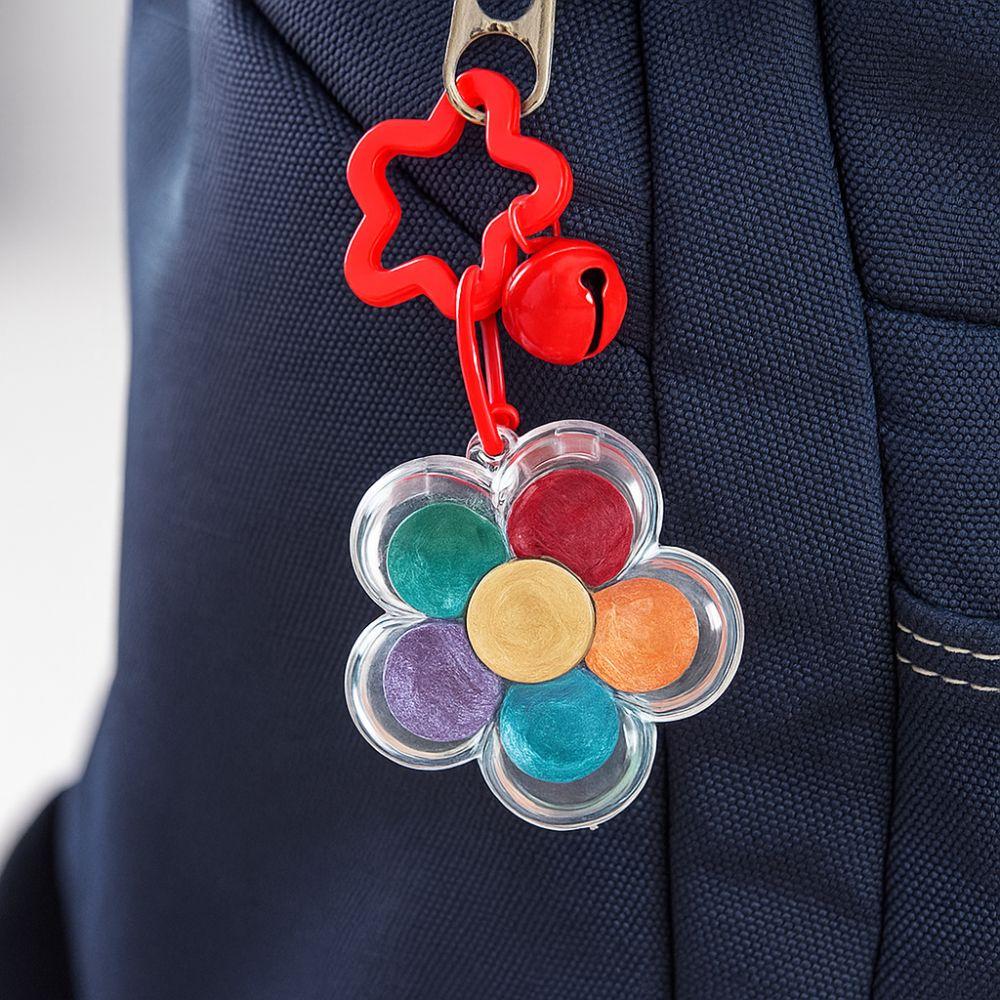 Decorative Flower Paint Box Keychain Multicolour Portable Keychain Creative Color Box Bag Pendants