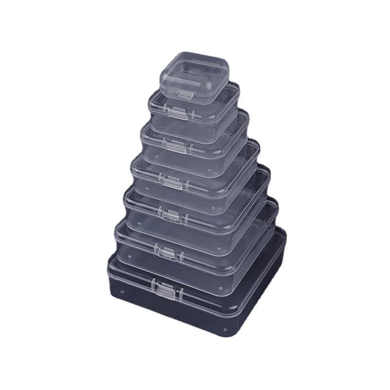 Square Transparent PP Plastic Storage Box for Electronics and Earbuds