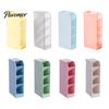 Study Table Accessories Slanted Pen Holder with 5 Compartments, Plastic Stationery Storage Organizer, Multi Compartment Organizer Macaron Colors Space