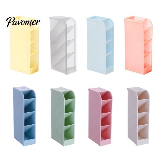 Study Table Accessories Slanted Pen Holder with 5 Compartments, Plastic Stationery Storage Organizer, Multi Compartment Organizer Macaron Colors Space