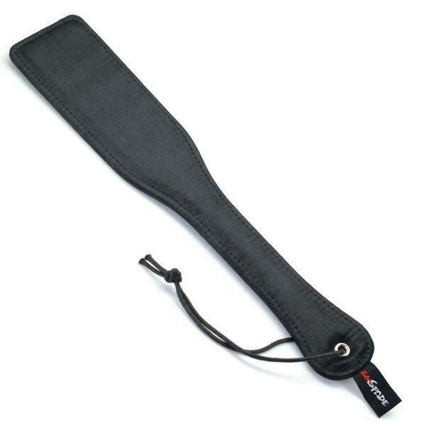 Double Sided Paddle Impact Toy Red Black Satin Leather Paddles