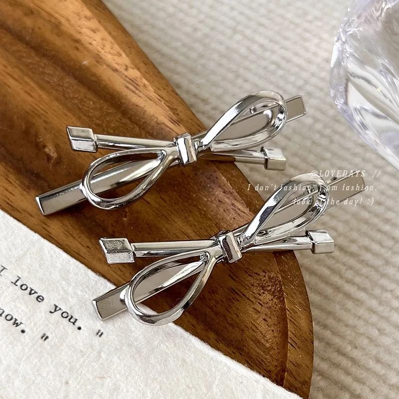 Sweet Cool Metal Bow Hairpin Headband for Womans Girls Temperament Hair Clips Fashion Barrettes Rubber Band Hair Accessories NEW