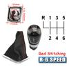 For Ford Focus MK2 2005-2012 Gear Shift Knob & Dust Boot 5/6 Speed Replacement Shifter Cover Black Red Stitching