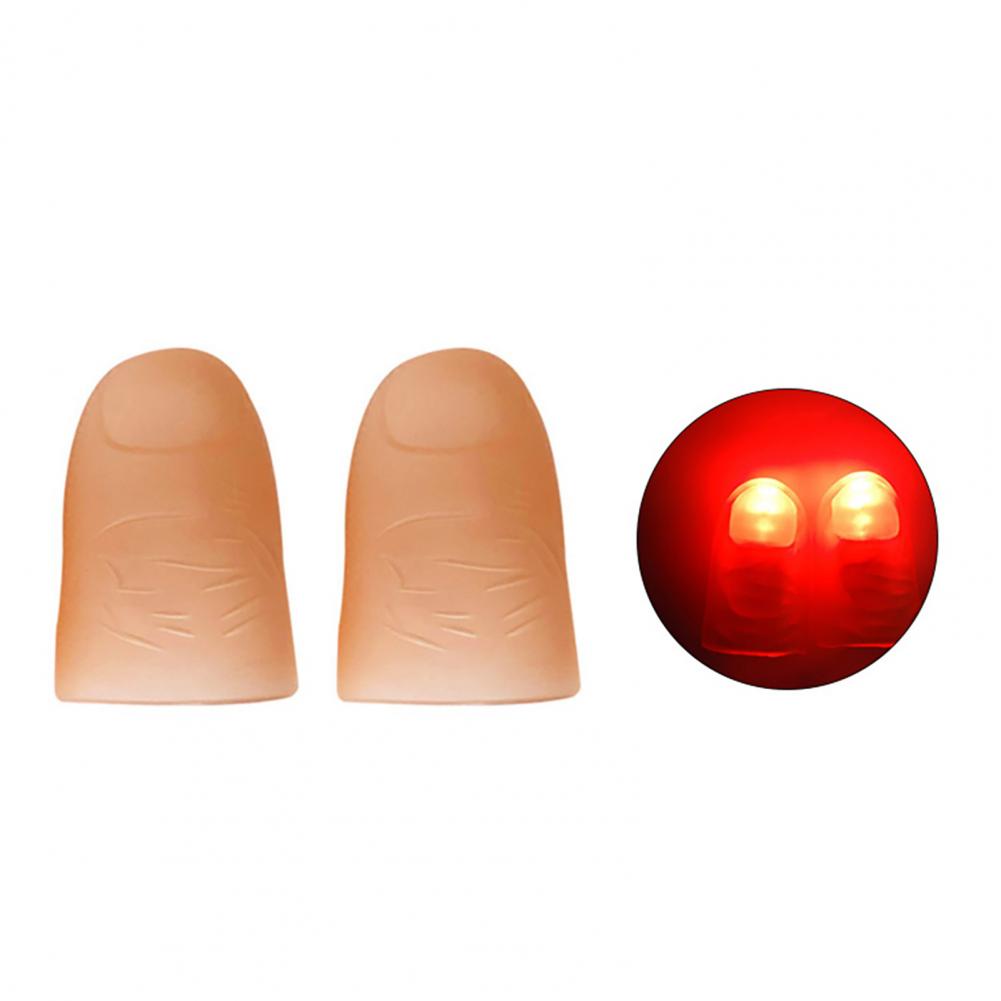 2Pcs Magic Light Up Finger Fingers LED Tricks Thumb Props Halloween Christmas Festival Party Novelty Funny Toys For Child Adult