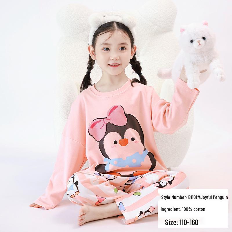 

Осенний пижамный комплект из чистого хлопка с длинным рукавом для мальчиков и девочек 150cm