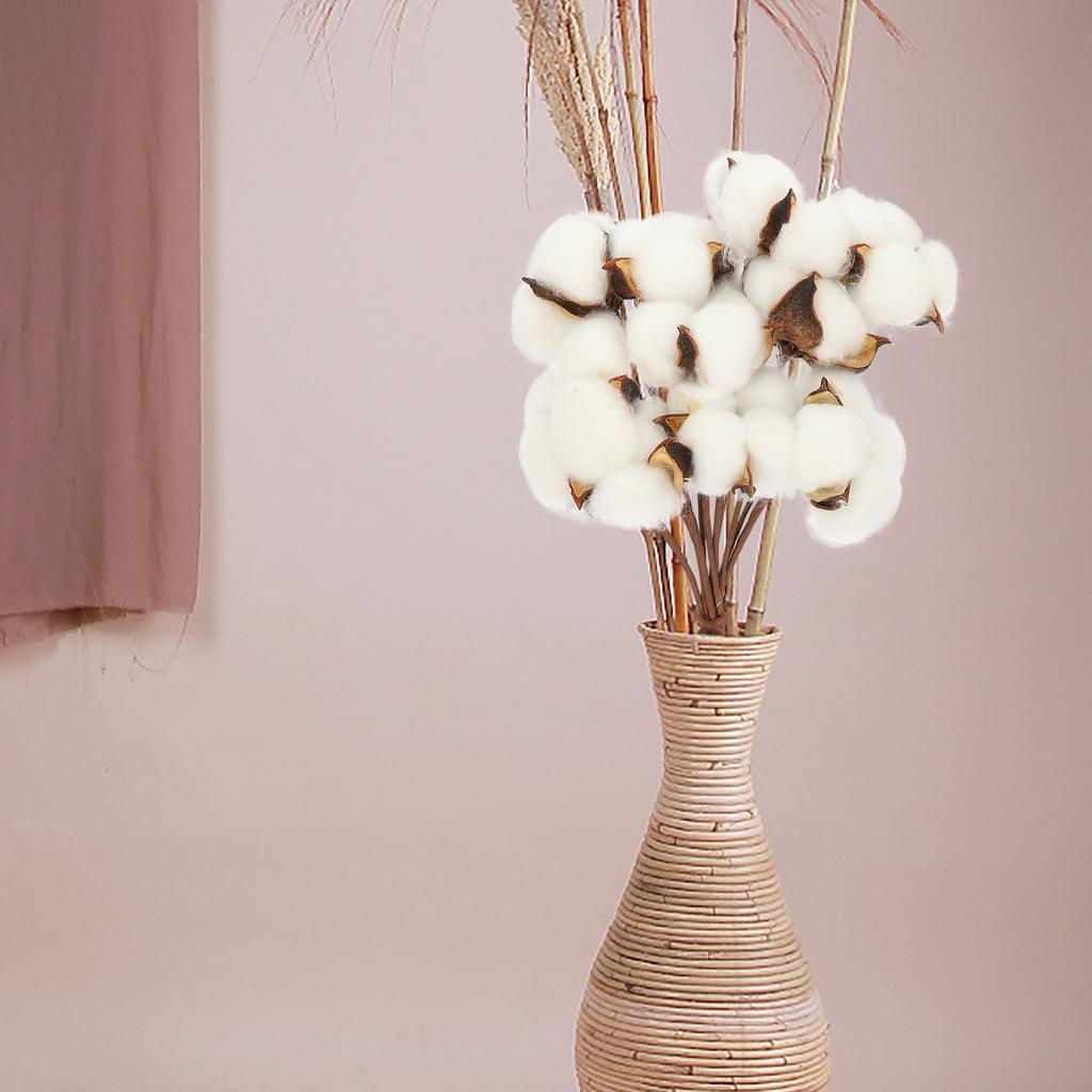 1Set Natural Dried Cotton Flower Branch White Cotton Branch Picks DIY Artificial Flower Bouquet lliving room ornament home deco