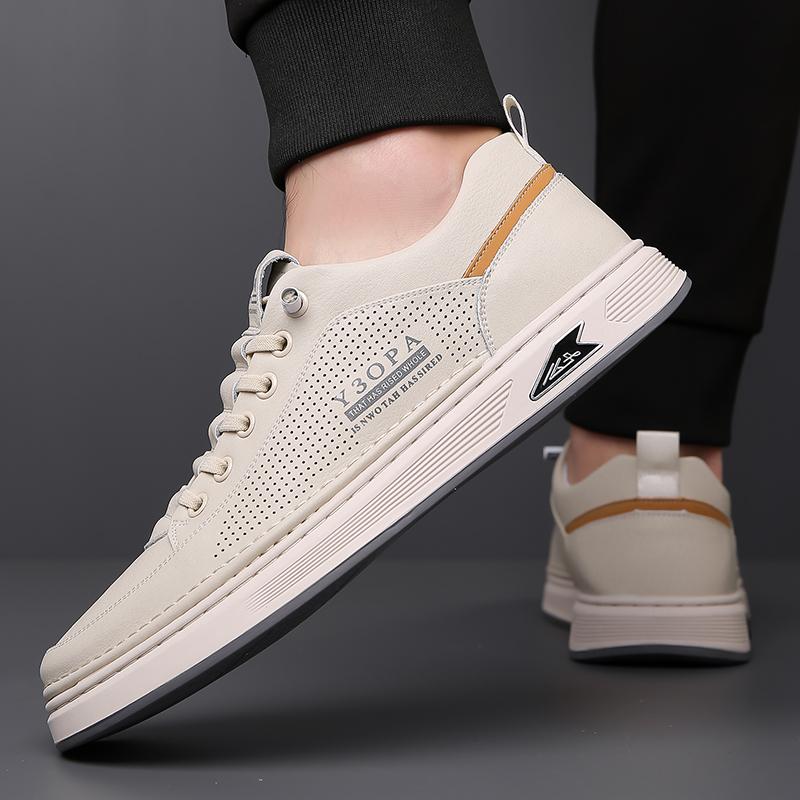 2024 Hot Sale Men Casual Walking Shoes Stylish Men's Vulcanize Shoes Antiskid Leather Men's Footwear All-match Skate Shoes Men