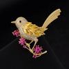 Yousheng Bird Shape Brooch Sparkling Faux Crystals Magpies Lapel Pin Retro Noble Bird Scarf Brooch Wedding Jewelry Gift