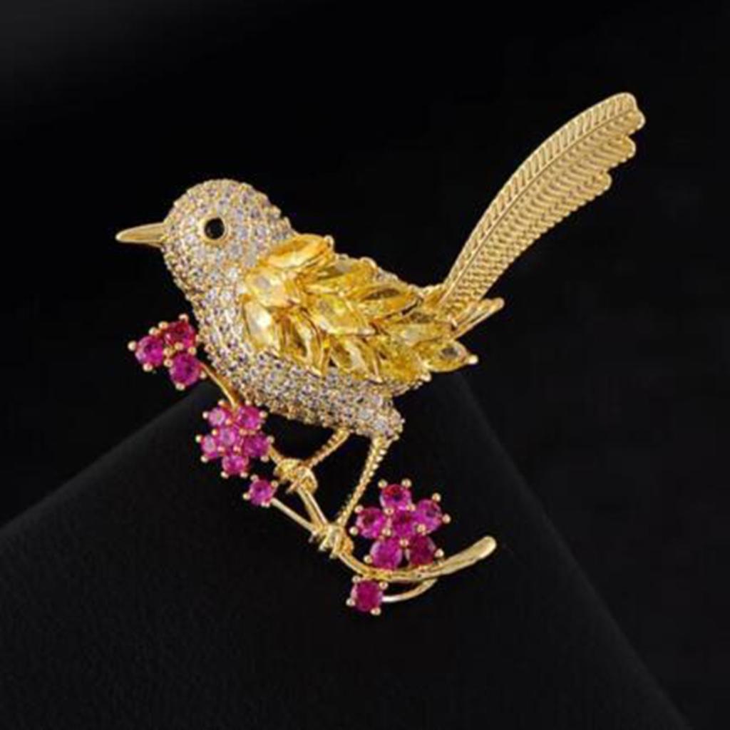 Yousheng Bird Shape Brooch Sparkling Faux Crystals Magpies Lapel Pin Retro Noble Bird Scarf Brooch Wedding Jewelry Gift